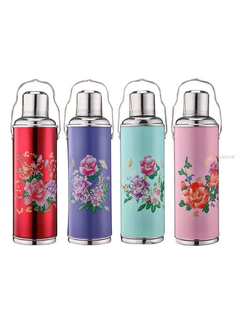 1.2l/2l Retro Reizen Thermosfles Water Koffiefles Roestvrijstalen Beker Mok Warmte Koud Behoud