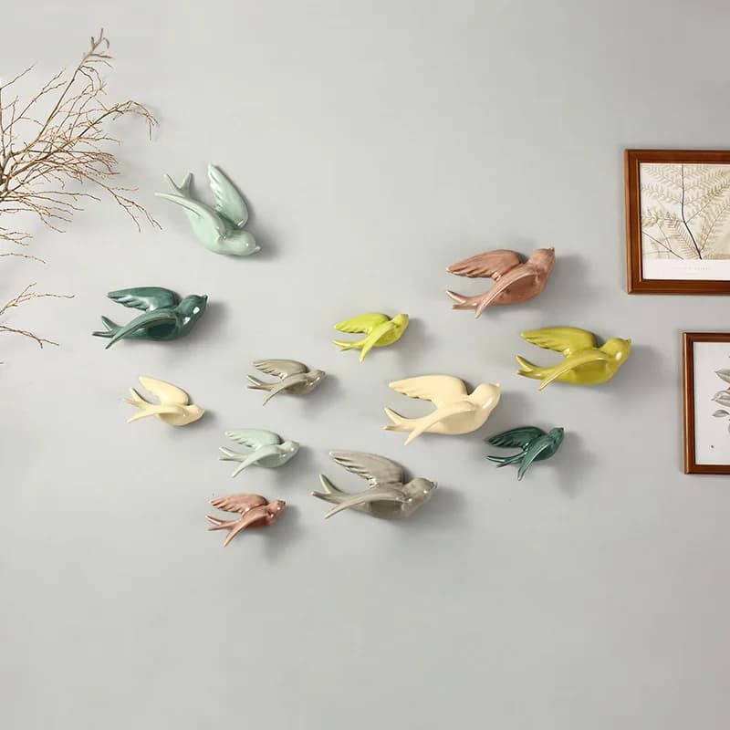 1 st Nordic Keramische Vogel 3D Wanddecoraties Art Vogels Sculptuur Muur Opknoping Dier Beeldje Europese Stijl Thuis Ornamenten