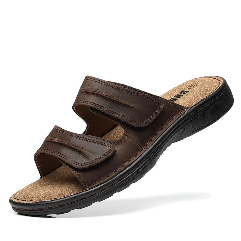 Bubuk Herensportslippers van echt leer, stijlvolle casual schoenen van eerste laag rundleer voor heren, met ondersteuning van de voetboog, geschikt