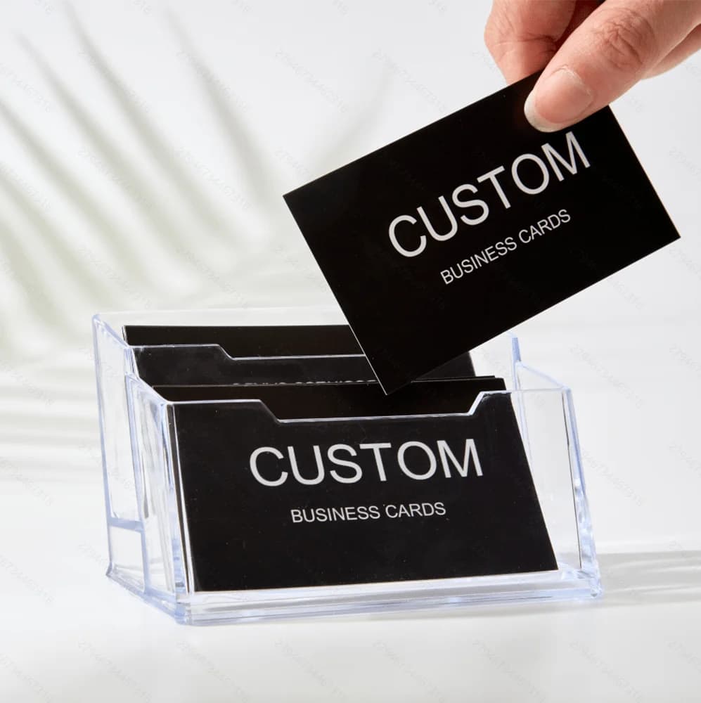 200/500/1000 stuks aanpasbare kaarten, gepersonaliseerde visitekaartjes met acryl opbergdoos, matte film bedankkaartjes