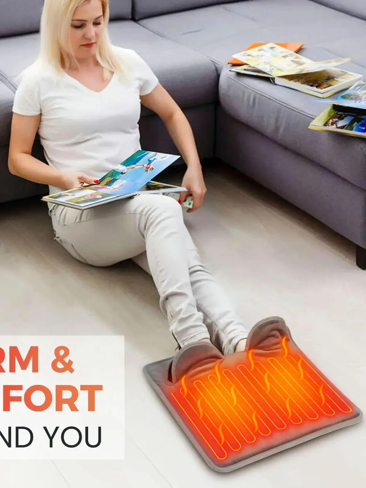 Elektrische voetwarmer, 9 warmteniveaus, 4 timerinstellingen, zachte, wasbare, opvouwbare verwarmingsmat voor onder het bureau, kantoor, thuis, winter