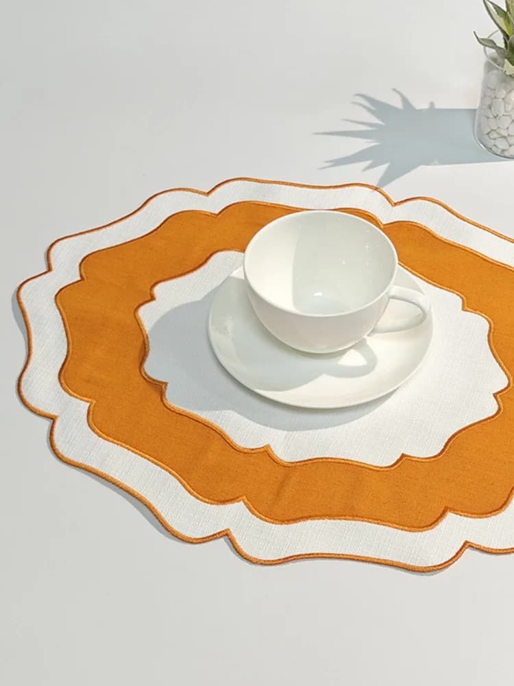 4 STUKS Linnen Geborduurde Placemats Kleurblokken Wasbaar Slijtvast Huisisolatiekussens voor feesten en bruiloften