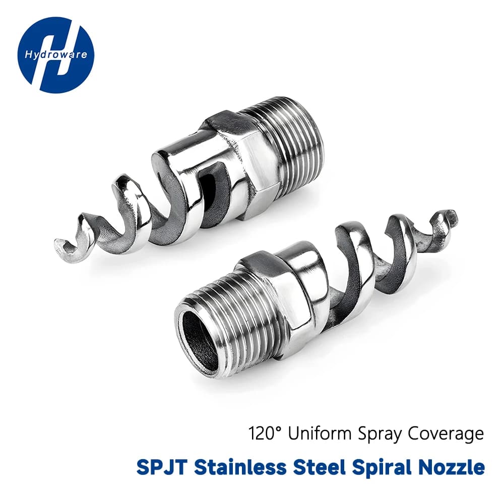 SPJT 304 316L SS spiraalvormige spuitmond 1/4" 3/8" 1/2" 3/4" 1" 1.2" 1.5" 2" Anti-verstopping voor ontzwaveling, stofverwijdering, koeling, reiniging