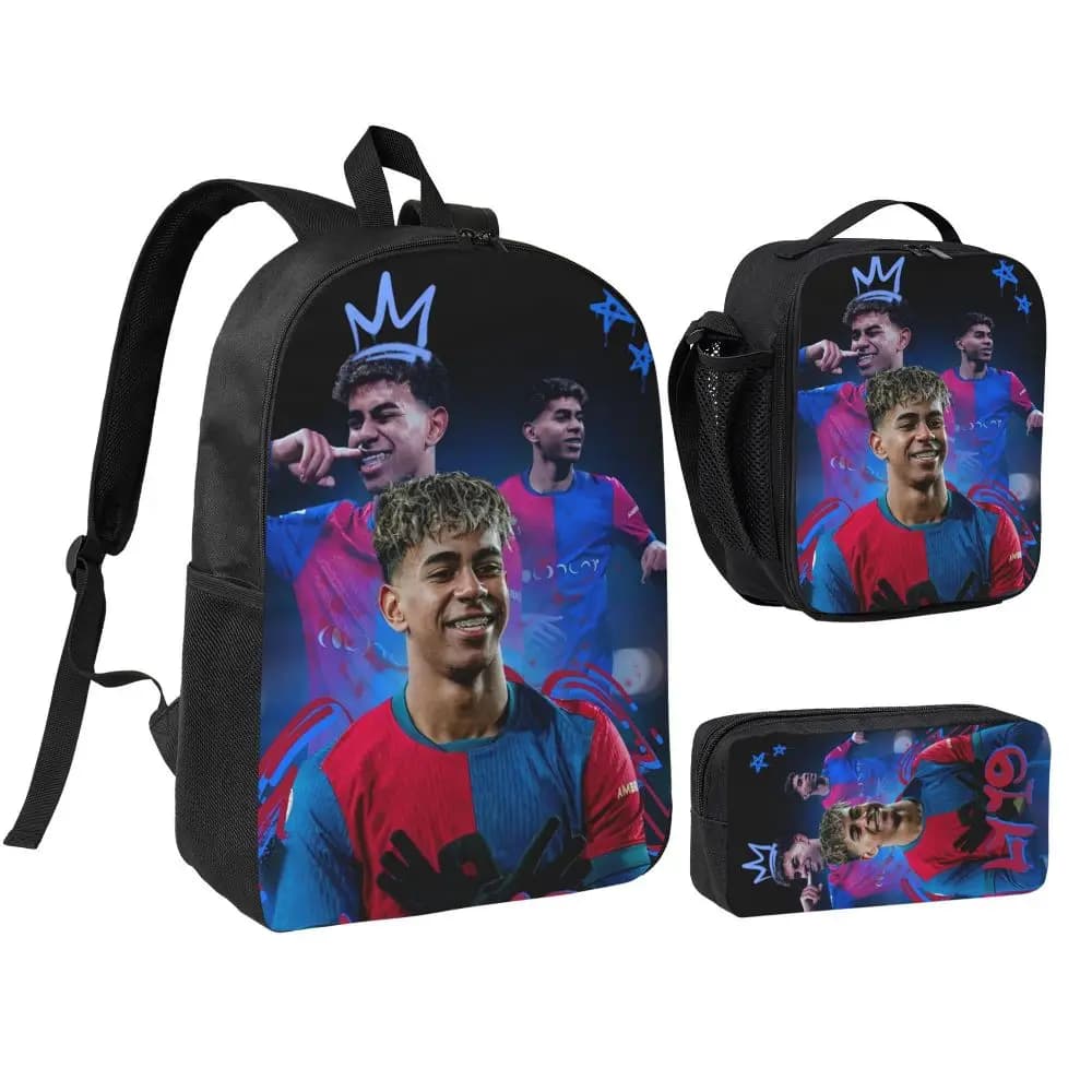 3 pecs/set Voetbal Nummer 19 Lamine Y-Yamal Rugzak voor Student High School Schoudertas Lunch tas Etui
