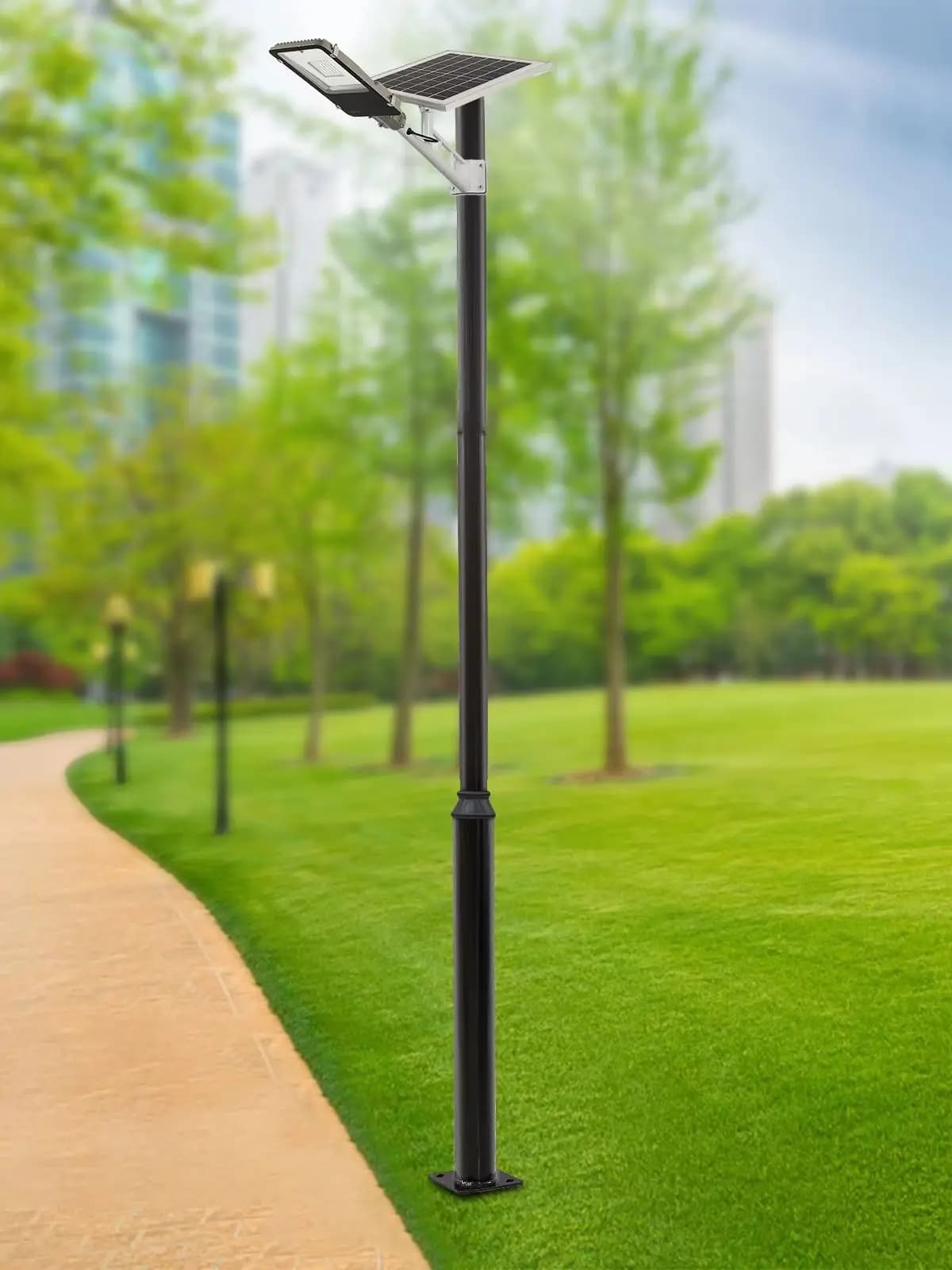 5m hoge, gedeelde buitenlantaarnpaal, op de grond gemonteerde straatlamp, scheidbare verlichtingspaal voor het installeren van zonnepanelen,