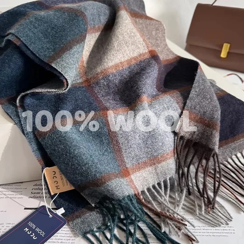 100% Wol Vrouwen Sjaal Luxe Kasjmier Winter Deken Wraps Casual Plaid Print Pashmina Bufanda Reizen Poncho Stola Echarpe