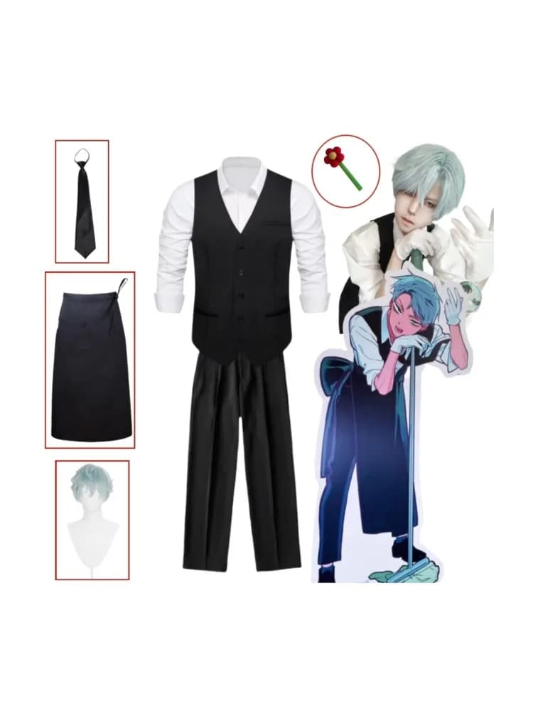 ALIEN STAGE TILL Cosplay Kostuum Pruik Tot Coffee Shop Overalls Schort Pak Mannen Pak Vest V-hals Vest Anime Outfit