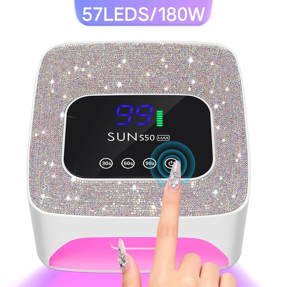 DianaBeauty 180 W Oplaadbare UV LED Nagellamp 57 LEDS Draadloze Gel Polish Drooglamp Voor Manicure Professionele Salon gereedschap