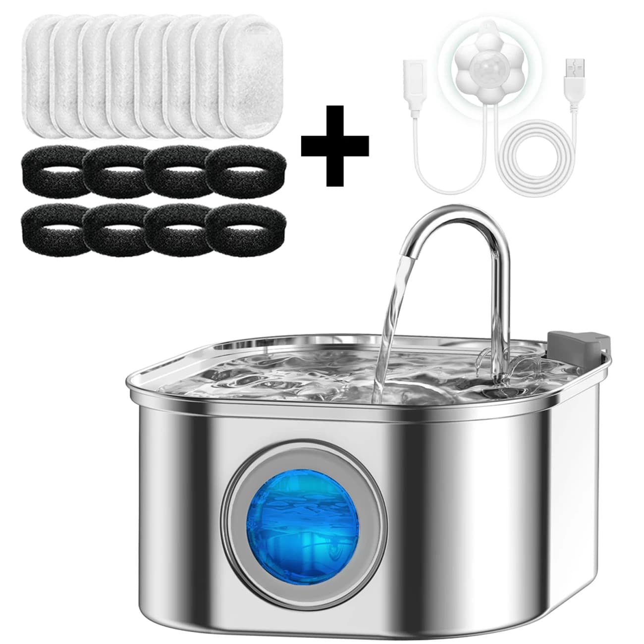 Transparant Venster Kat Water Dispenser met sensor 3.2L/108oz Super Stil & Huisdieren Auto Filter Rvs katten Waterfontein