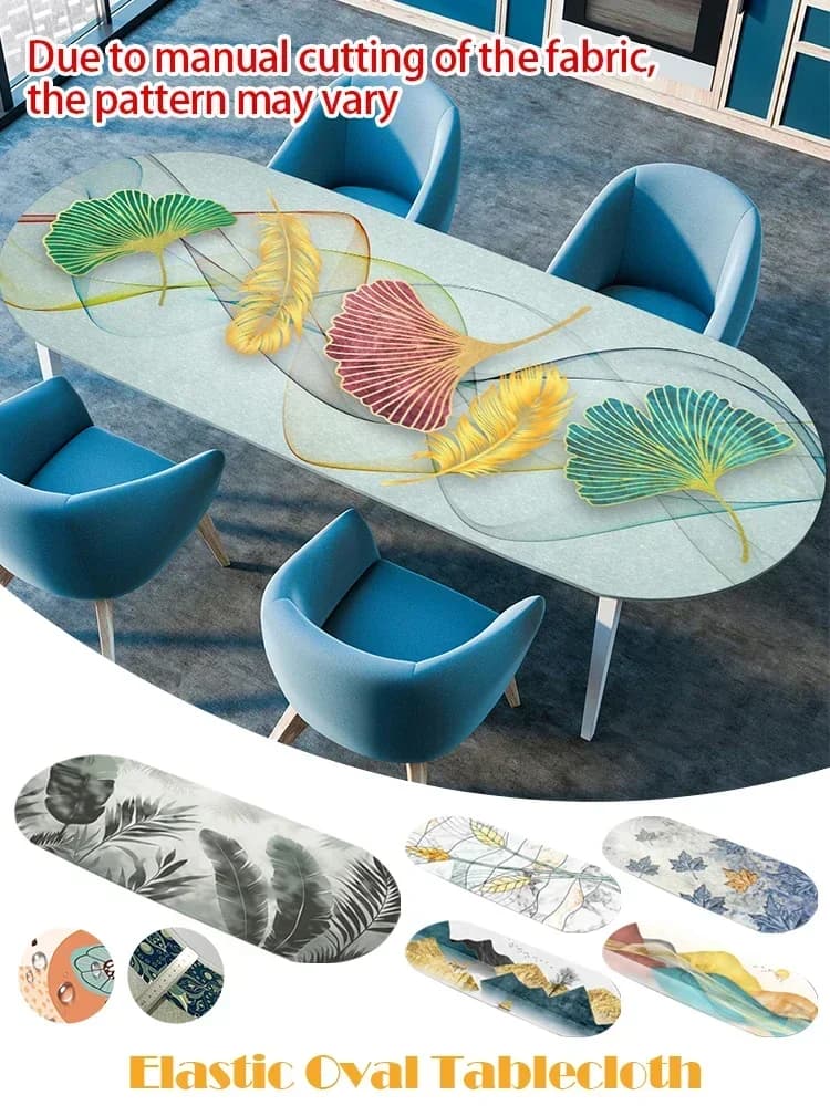Waterdicht tafelkleed, oliebestendig, elastisch, stretch, ovaal, tafelkleed voor keuken, eetkamer, bruiloftsfeest, binnenplaats