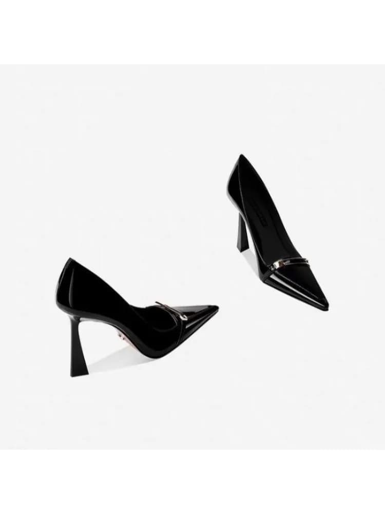 Nieuwe Zwarte Hoge Hakken Zonder Vermindering Voeten 2025, Herfst Veelzijdige Puntschoen Enkele Schoenen Temperament Stiletto Damesschoenen