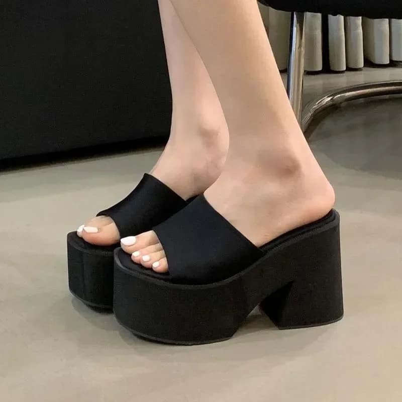 2025 Witte Sandalen Platform Hakken Slippers Voor Vrouwen Zwart 11 Cm Dikke Hakken Sandalen Zomer Gladiator Schoenen Sandalias De Mujer