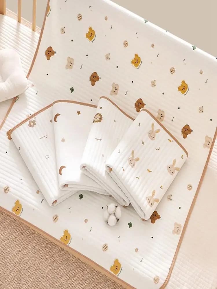 Opvouwbare waterdichte mat Babyluiermat Puur katoen Ademende urinemat Aankleedhoezen Babybeddengoed Aankleedkussen Baby
