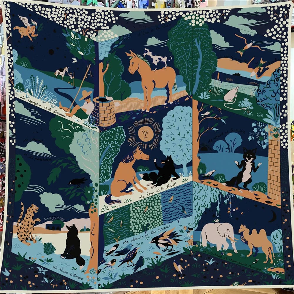 POBING 30% Zijde 70% Kasjmier Sjaal Vrouwen Handgerolde Dieren Print Vierkante Sjaals Wraps Bandana Grote Hijaabs Vrouwelijke Foulard 135CM