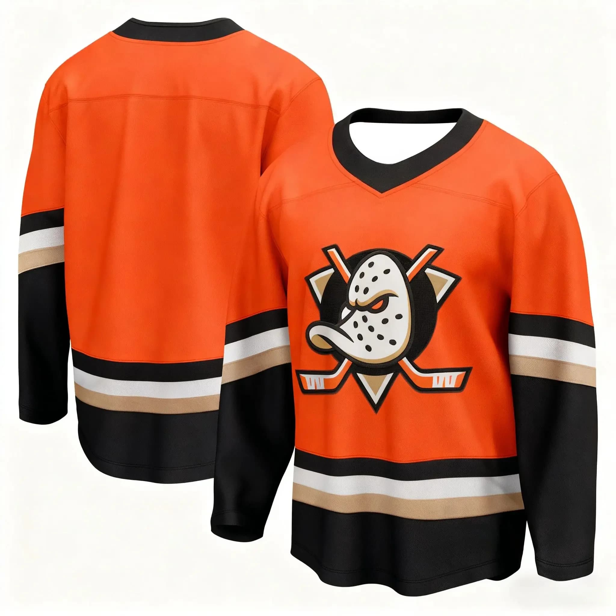 Hockey T-shirt-oranje met zwart wit en beige details Ademend en sneldrogend sport-T-shirt 3D Hd-geprint Ideale jersey