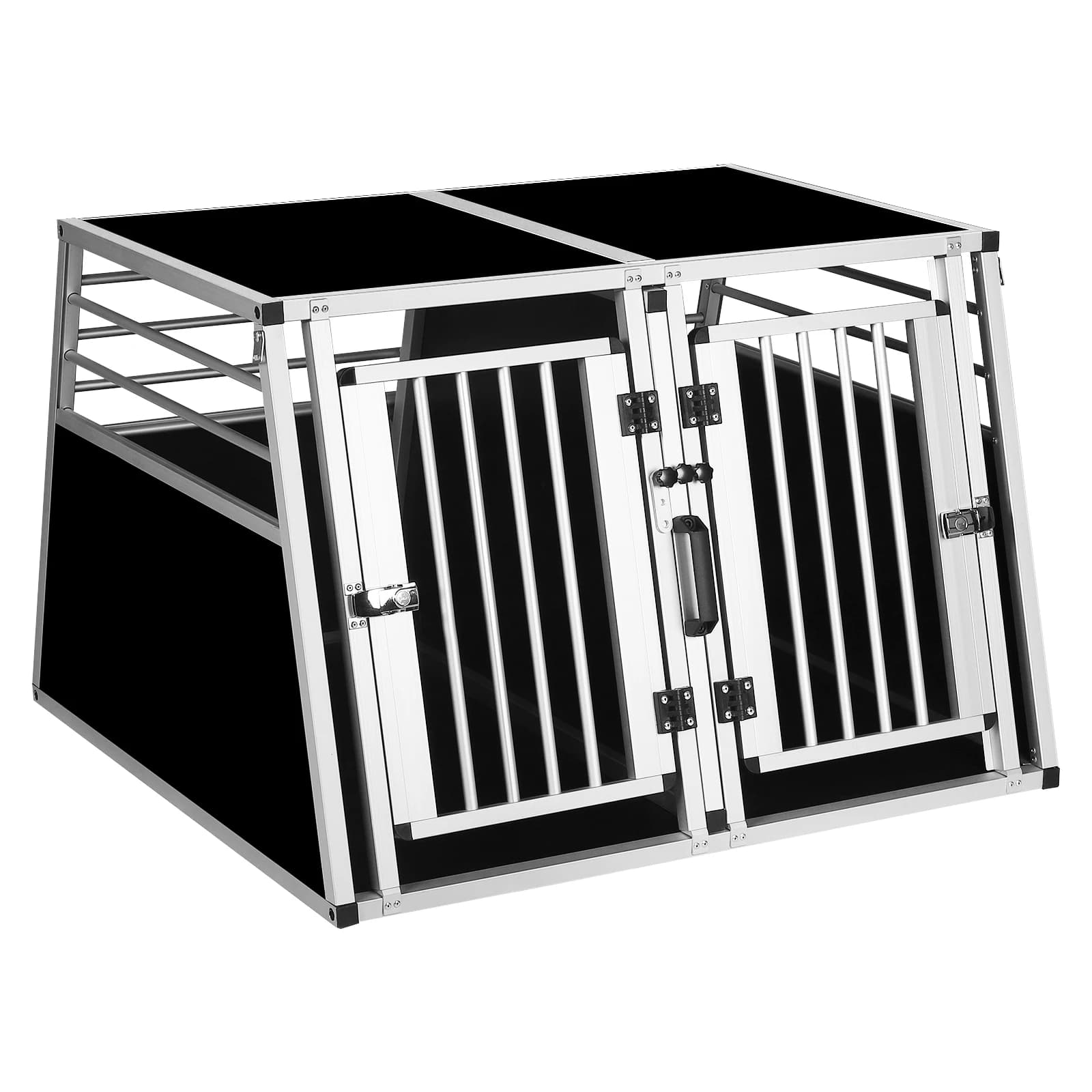EUGAD Hondentransportbox Aluminium Auto Huisdierendrager met Verwijderbare Scheidingswand 2 Deuren voor Middelgrote en Grote Samojeed Labrador Husky