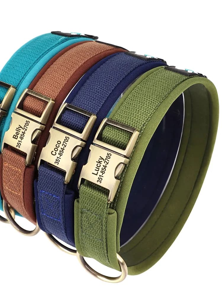 Gepersonaliseerde Nylon Hondenhalsband Custom Gegraveerd Huisdier Gesp Kragen Zacht Gewatteerd Huisdier Hond Halsbanden Voor Kleine Middelgrote Grote