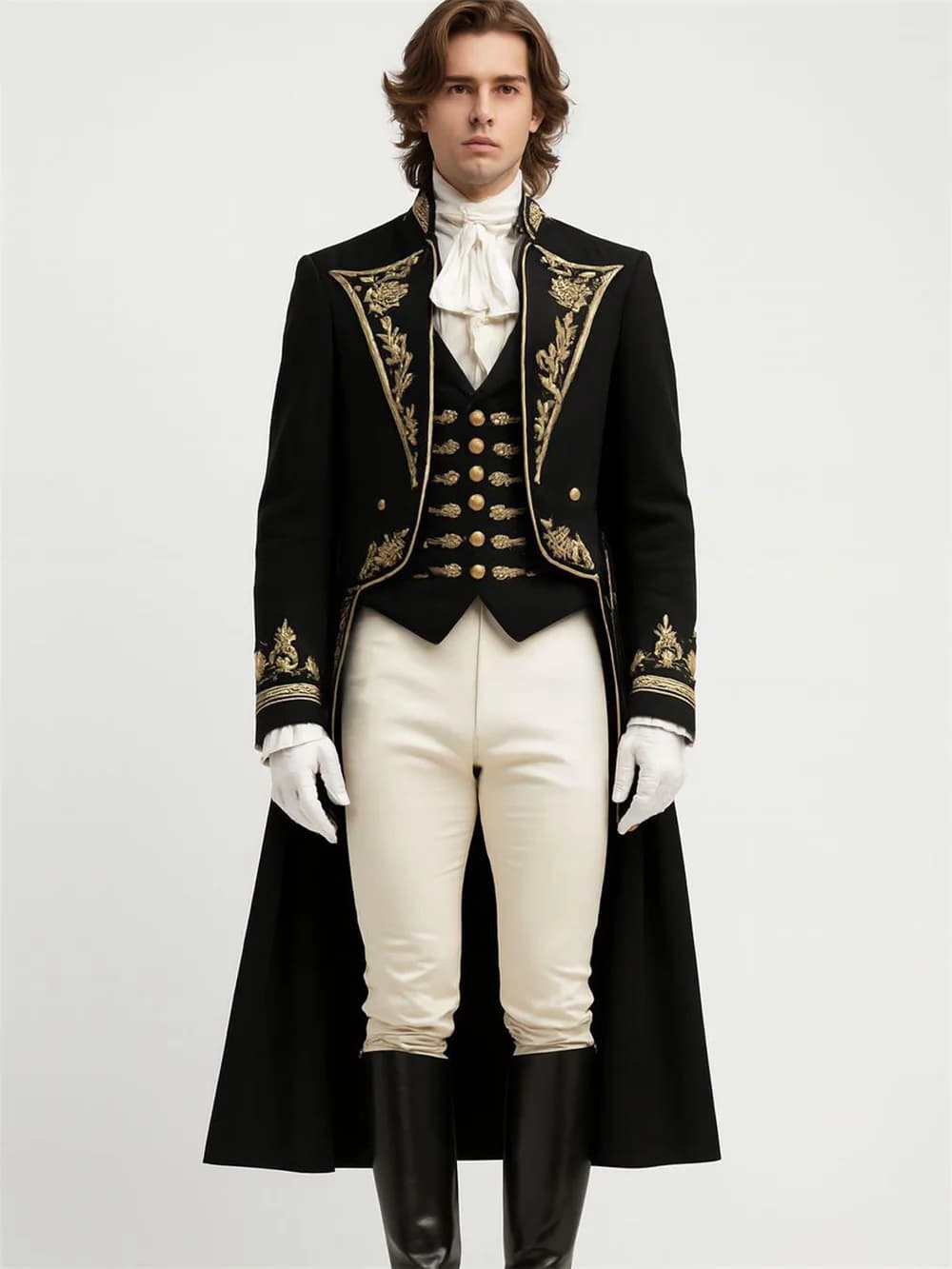 18e-eeuwse Victoriaanse Steampunk herenkostuums Koninklijke Prins Nolbe-kostuum Koloniaal militair uniform Slipjas Jas Vest Broek