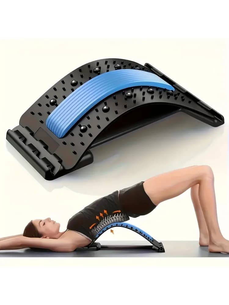 4-traps verstelbare rugstretcher & houdingcorrector. Ergonomische lendensteun met massagefunctie, veilige handgrepen