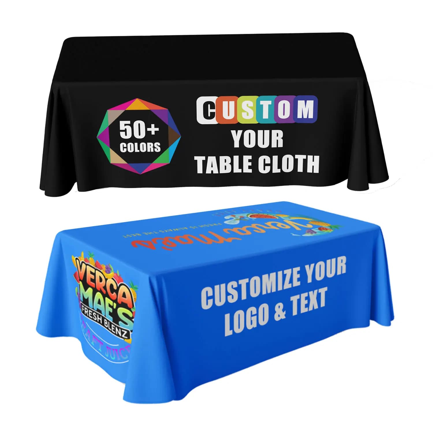 Aanpasbare gepersonaliseerde tafelkledenCorporate logo bedrukte tafelkleden 4ft/6ft/8ft Voor thuisfeesten, feesten, handelshows