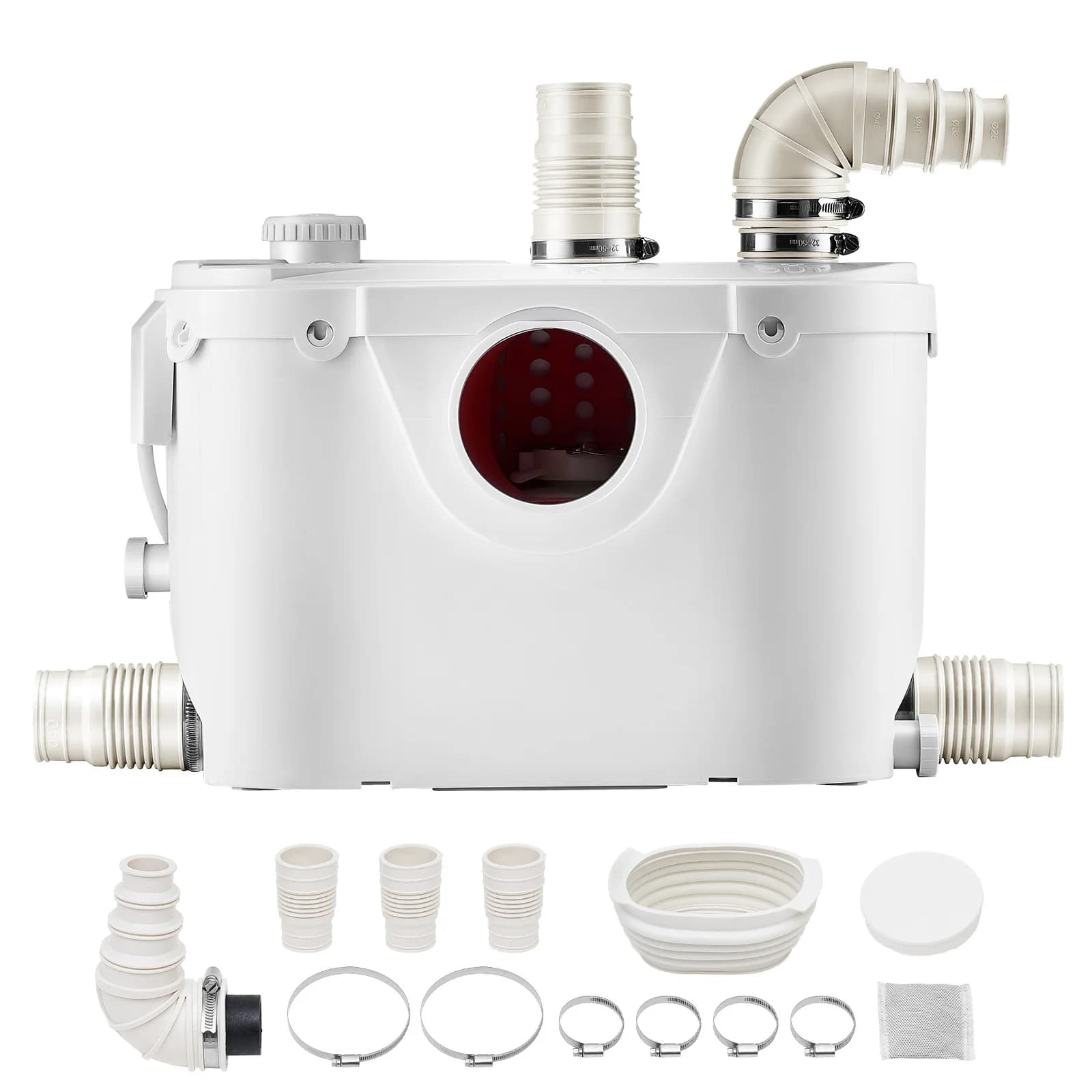 SucceBuy Macerator Pomp 500W/700W/900W/1200W Afvalwaterafvoer Upflush Machine voor toilet, kelder, douche, wasgoed, badkuip