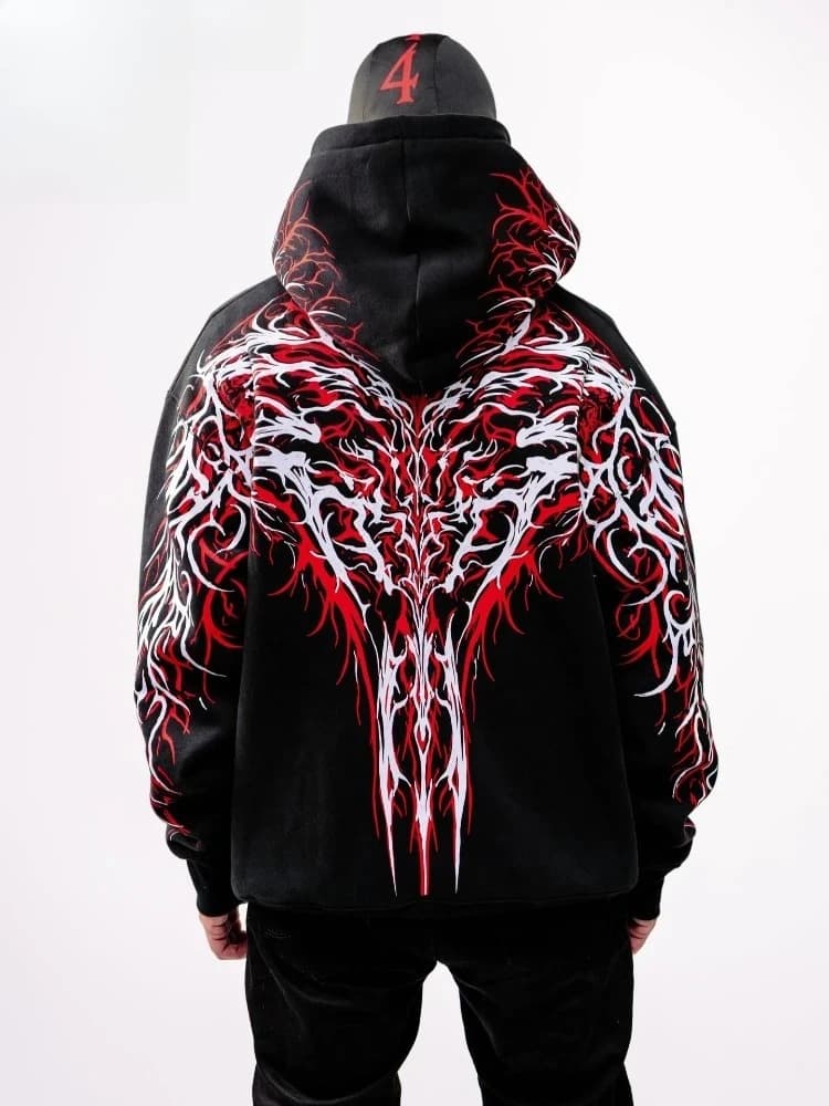 Y2K Gothic Reflecterende 444 Print Hoodie Mannen Vrouwen Harajuku Streetwear Oversized Zwart Sweatshirt Met Capuchon Hip Hop Trui Tops Nieuw