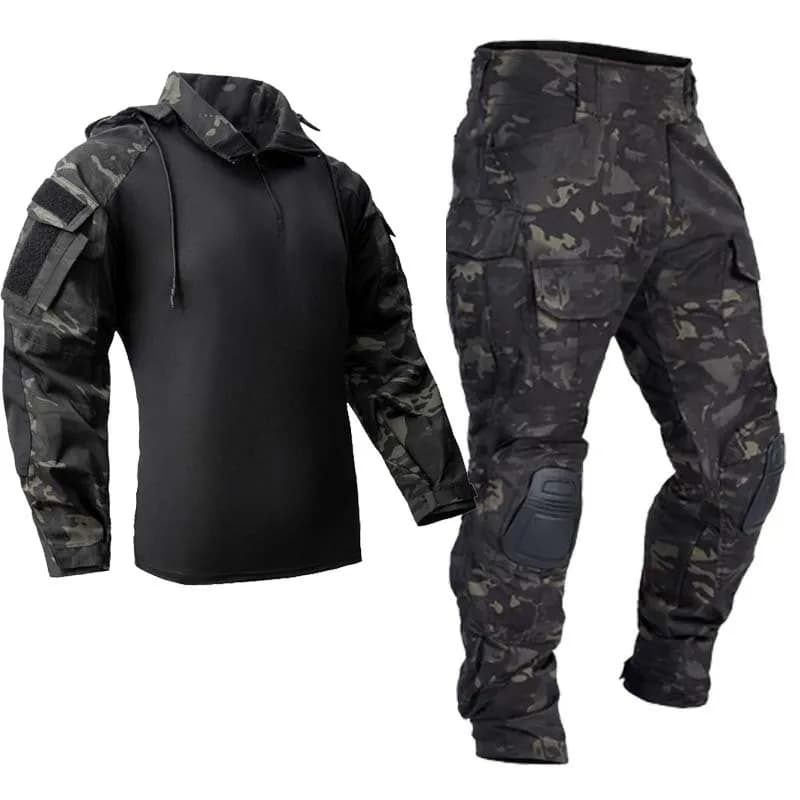 Mannen Tactische Pakken Outdoor Paintball Kleding Uniform Schieten Combat Wandelen Uniform Camouflage Shirts Cargo Kniebeschermers Broek