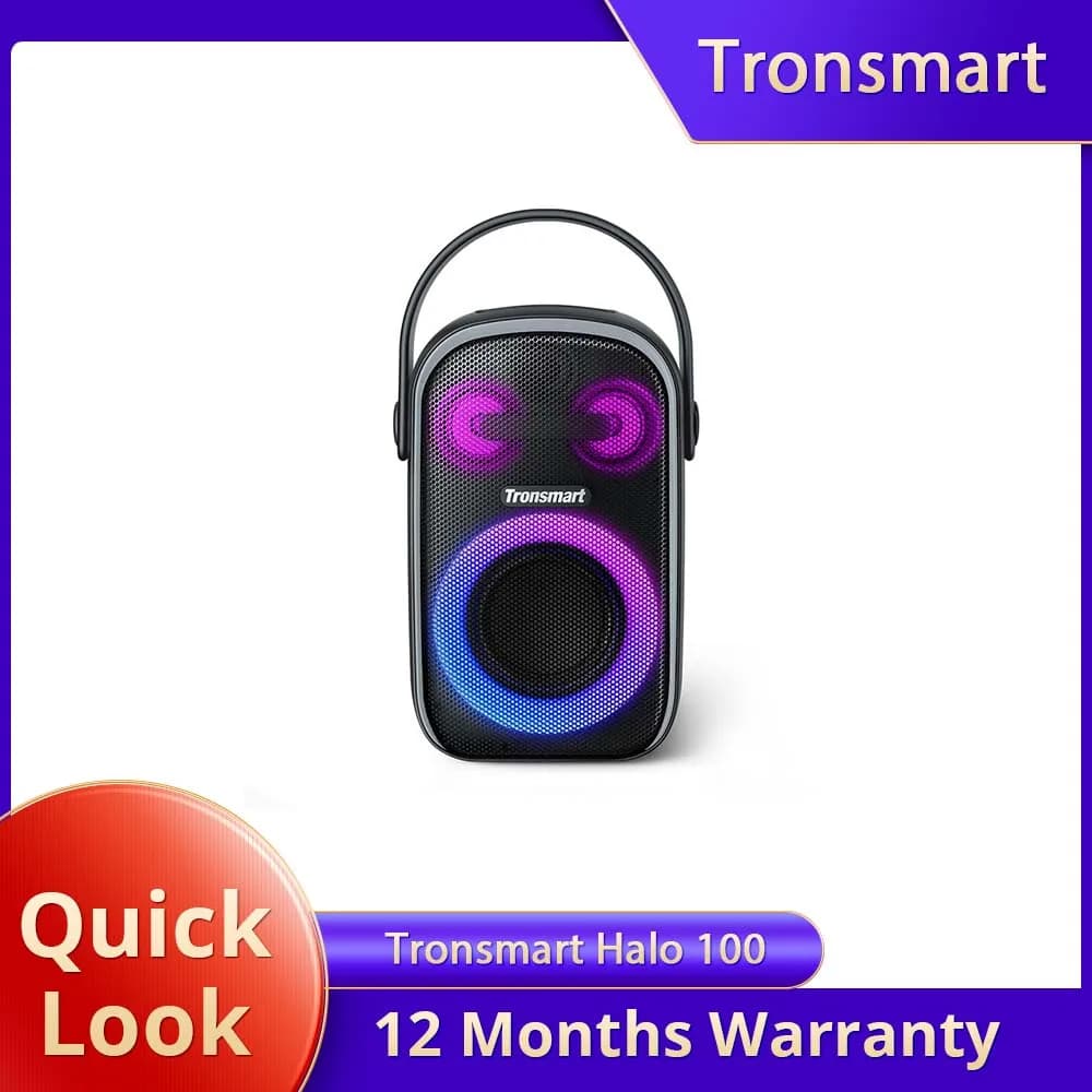 Tronsmart Halo 100 buiten- en feestluidspreker 60 W sterke kracht IPX6 waterdichte Bluetooth-luidspreker, 3-weg geluidssysteem, prachtige
