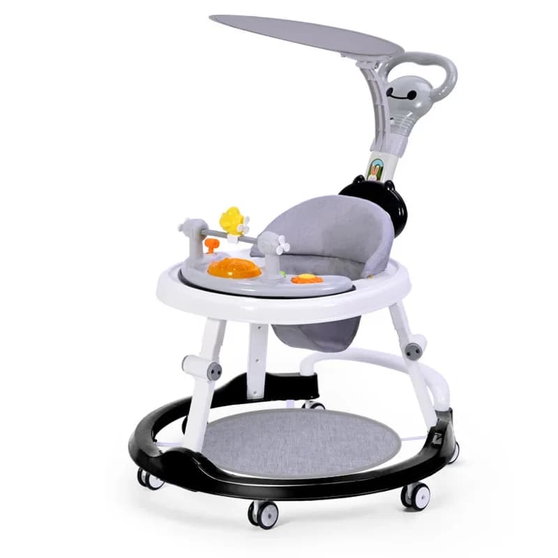 Baby Walker Anti O Been Multifunctionele Duwwagen met Muziekbak U-vorm Wielen Verstelbare handgreep Zitkussen Luifel