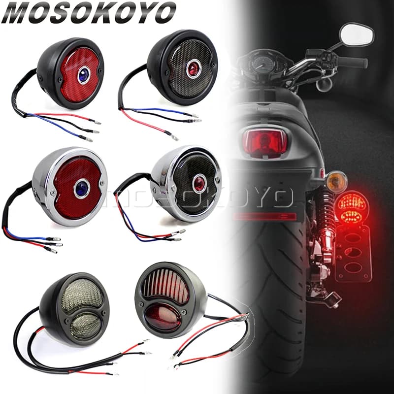 Klassieke Retro Motorfiets Led Achterlicht Stop Remlicht Kentekenverlichting Voor Sportster Xl883 1200 Dyna Softail Cruiser Xs650