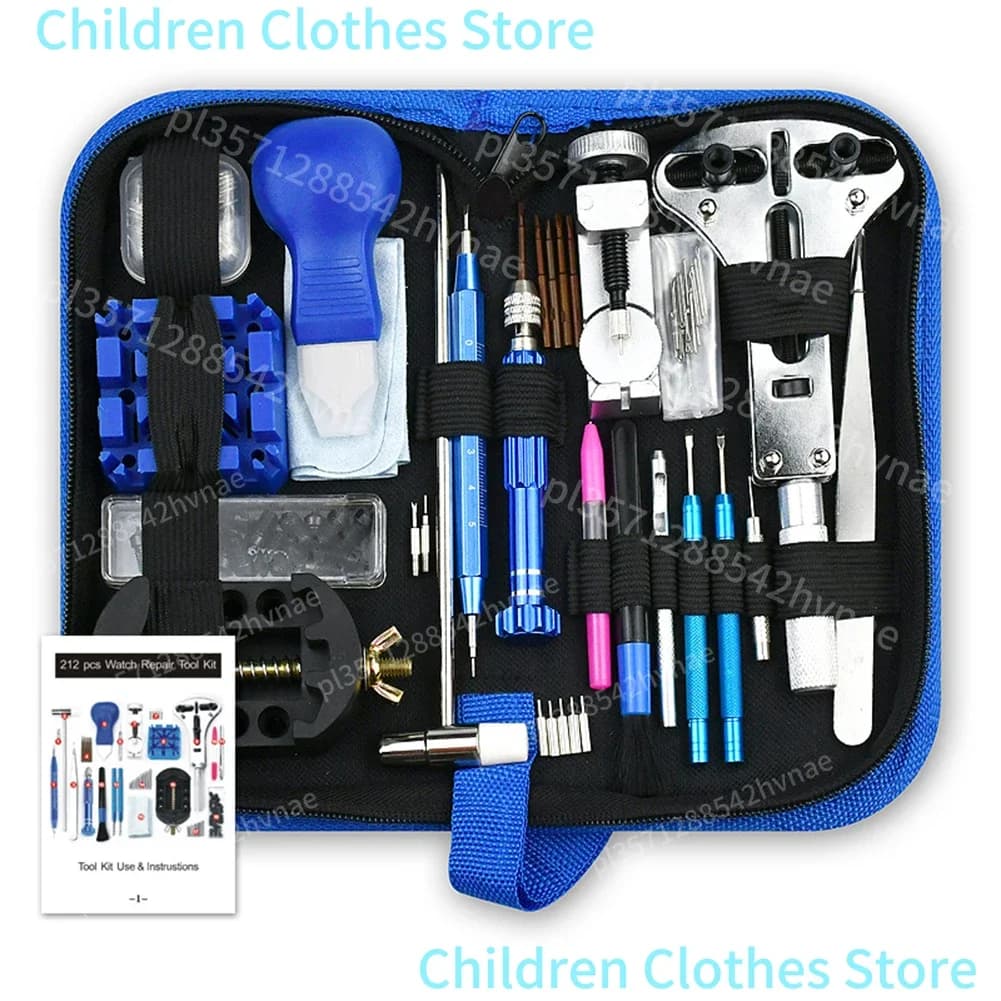 212 Stuks Horloge Opener Reparatie Tool Kit Klok Pry Mes Schroevendraaier Pin Hamer Set Horlogemaker Band Link Klokmaker Accessoire