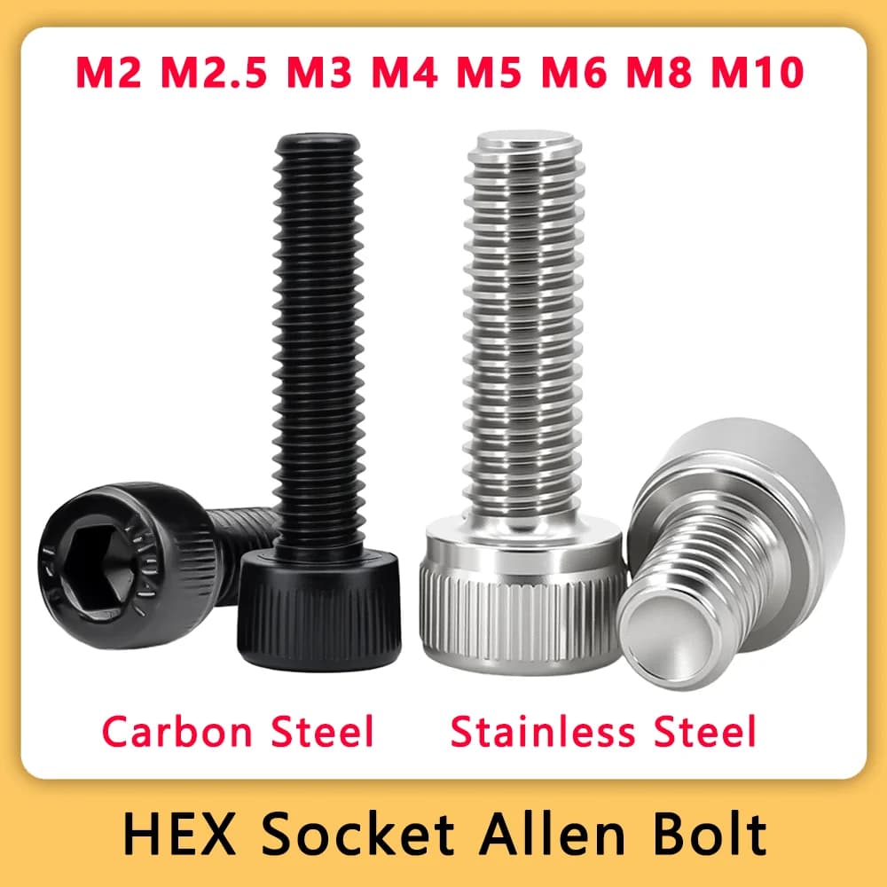 5-100 stuks M2 M2.5 M3 M4 M5 M6 M8 M10 304 roestvrijstalen zeskantbout met inbuskop DIN912 graad 12.9 zwarte zeskant A2 schroef