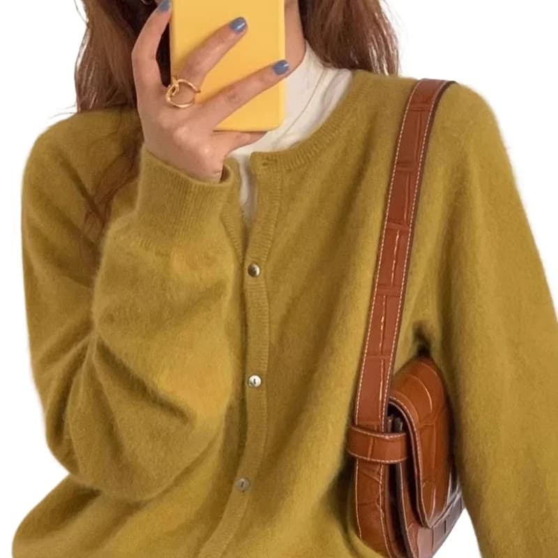 Vrouw Vesten Casual Herfst Winter O-hals Effen Trui Lange Mouw Single Breasted Vesten Mode Koreaanse Truien Jumper