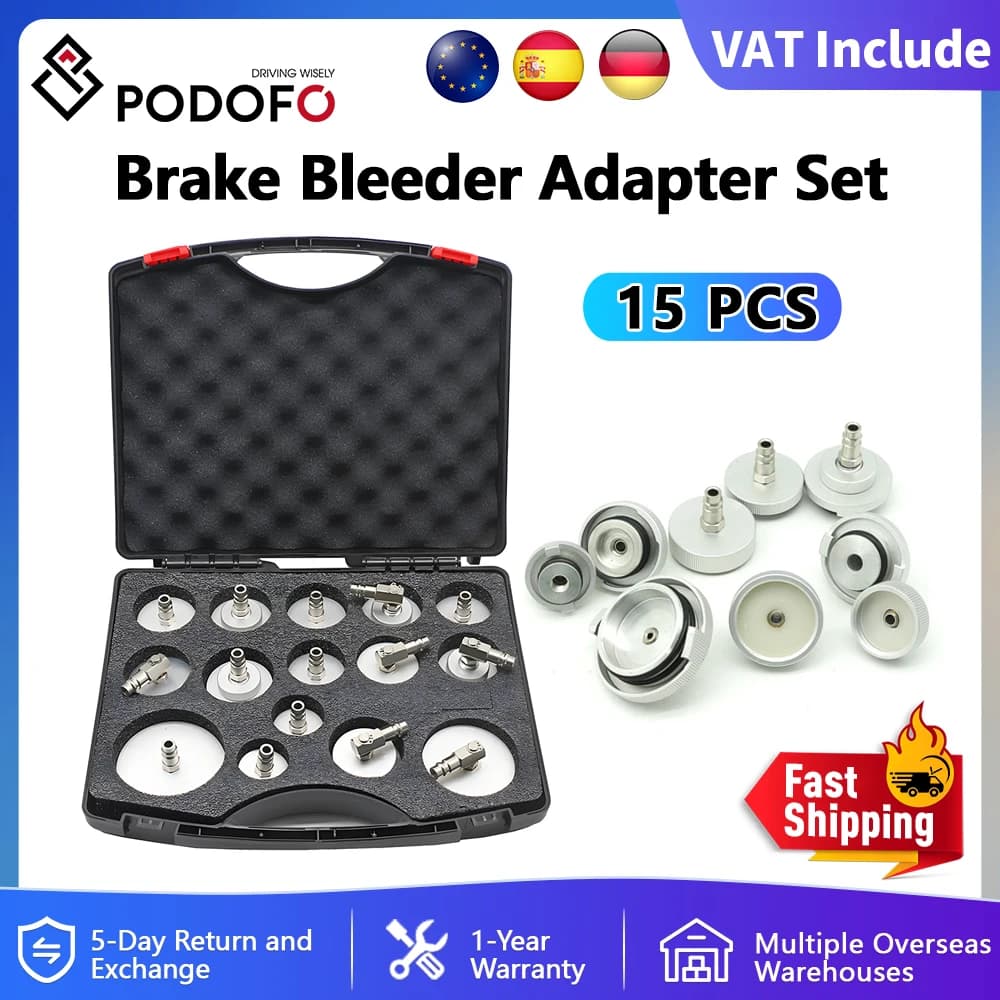 Podofo Cilinder Remontluchter Adapter Set Remvloeistof Adapter Set Remvloeistof Adapter Ontluchter Auto Repareren Tool voor Auto