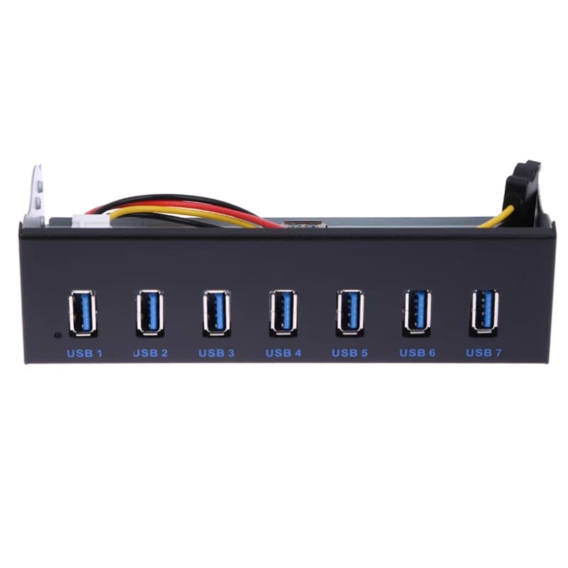 7 Poorten USB 2.0 3.0 Hub 5Gbs 5.25 "CD-ROM Drive Bay CD ROM Voorpaneel Voor Computerkast + USB 3.0 19-pin Naar Type-A Mannelijke Kabel