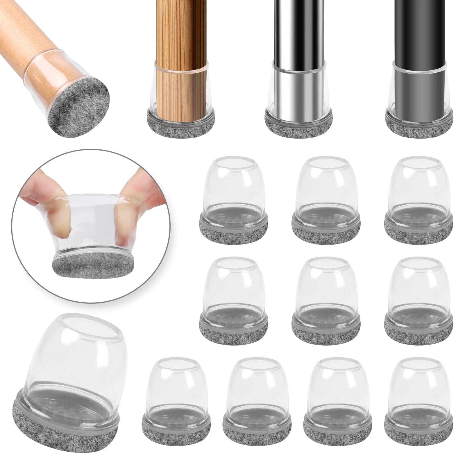 16PCS Siliconen Stoelpootdoppen Antislip Voorkomen Krassen Stille Hardhouten Vloerbeschermer Waterdicht Vilt Meubelvoeten Pad
