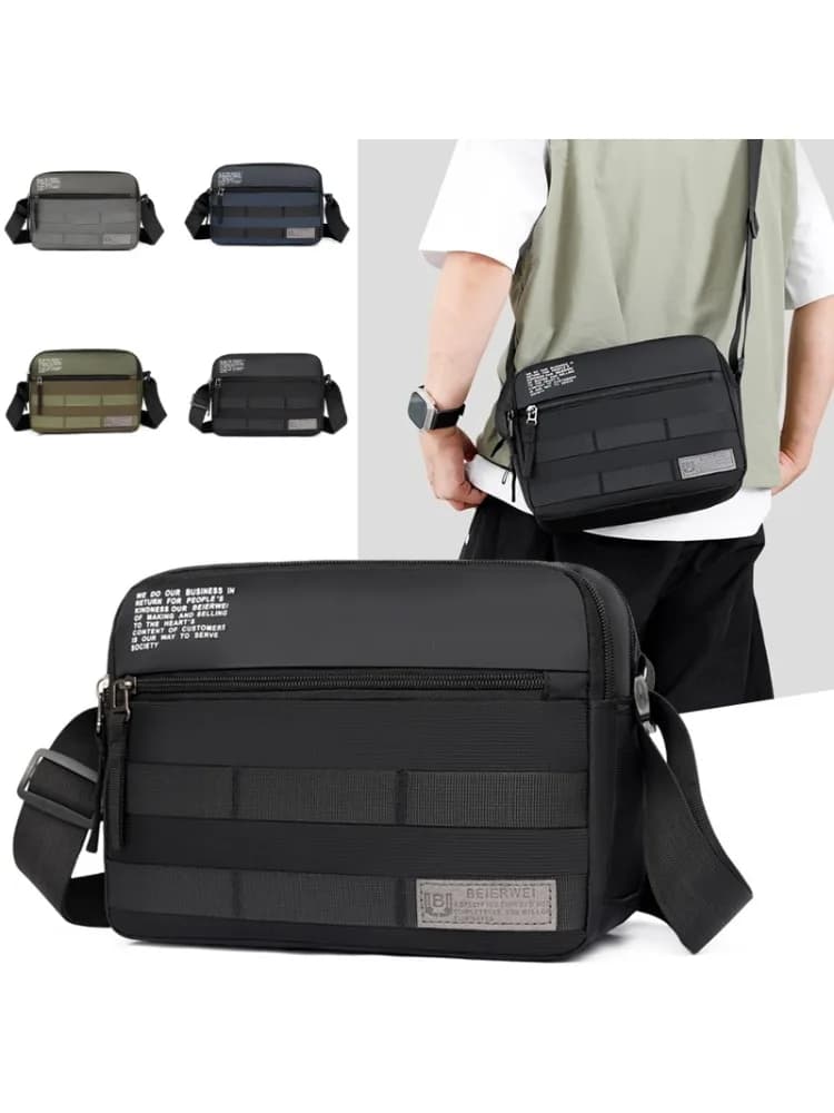 Schoudertas voor heren Waterdicht nylon Zakelijke messenger Crossbody-tas met meerdere compartimenten voor werk, reizen, dagelijks woon-werkverkeer,