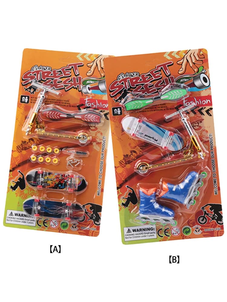 Plastic toets speelgoed met scooter rolschaatsschoenen gereedschap houten skateboard platform vinger skteboard kits voor kinderen