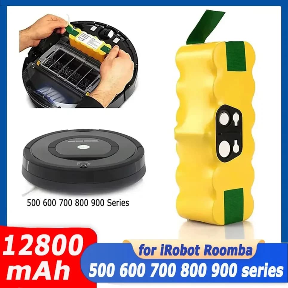 Oplaadbare accu voor iRobot Roomba, 14.4V 12800mAh, geschikt voor de 500, 550, 560, 600, 650, 698, 780, 876, 900 serie stofzuigers.