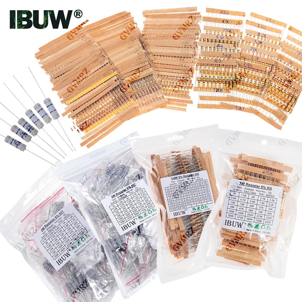 1/2W 1W 2W 3W Weerstand 5% Metaalfilmweerstand Assortiment Kit Set 30 Soorten Elk 5/10PCS 1R~750R 1K~820K Ohm