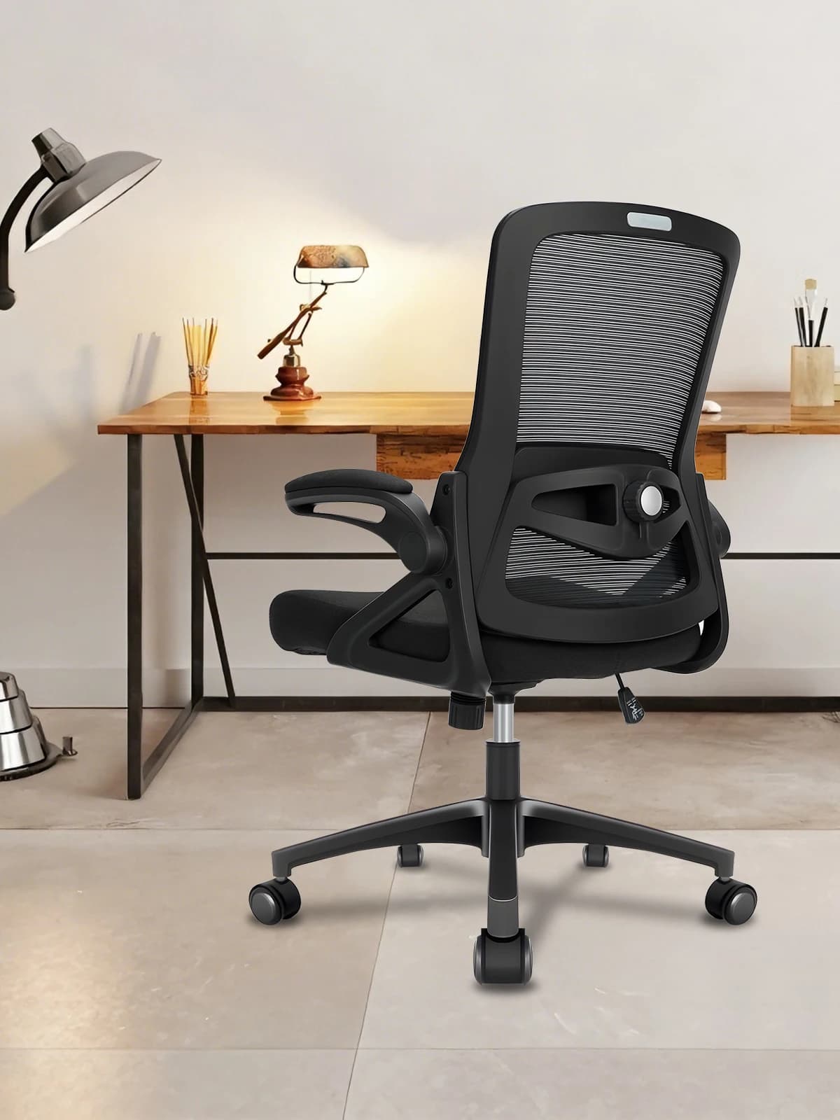 Milacyee bureaustoel Ergonomische bureaustoel met 90 °   Opklapbare armleuning, lendensteun, in hoogte verstelbare stoel.