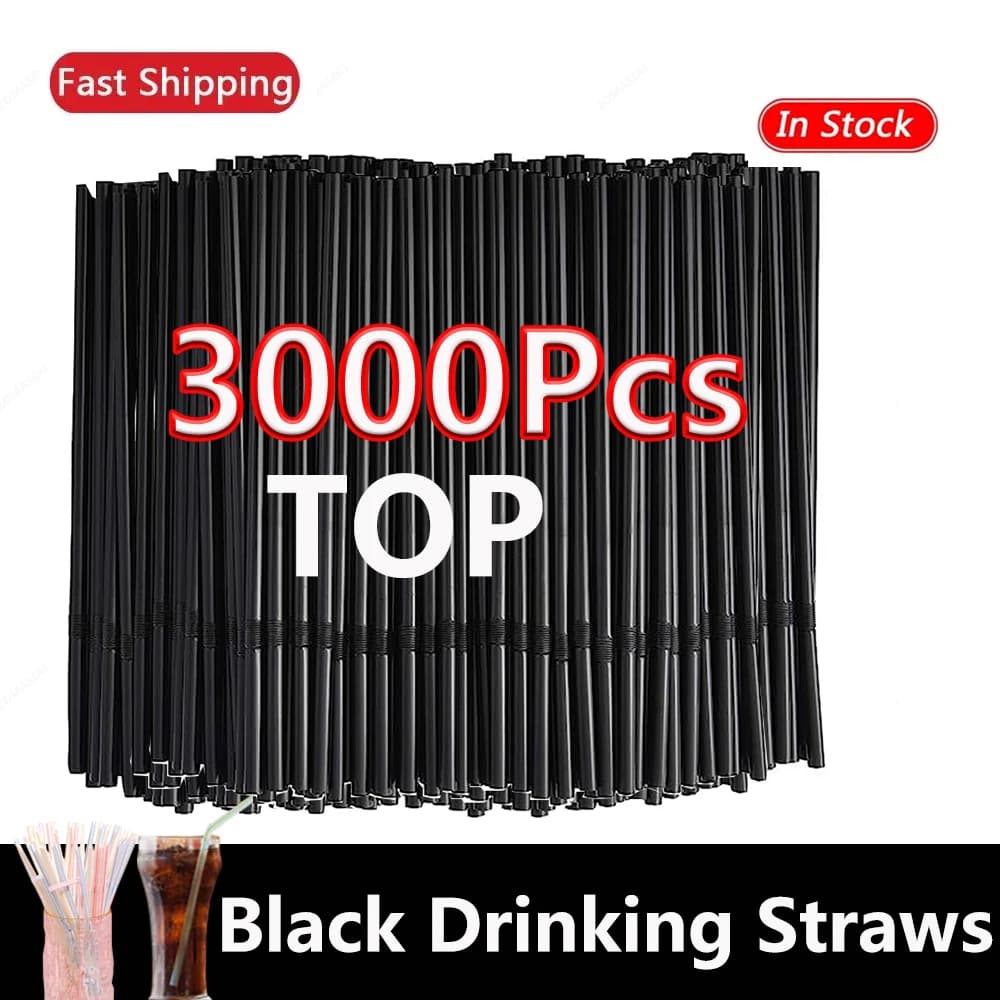 50,3000 Stuks Zwarte Rietjes Cocktail Rietjes, Melk Thee Bar Party Bruiloft Keuken Woonaccessoires Drank Stro Groothandel