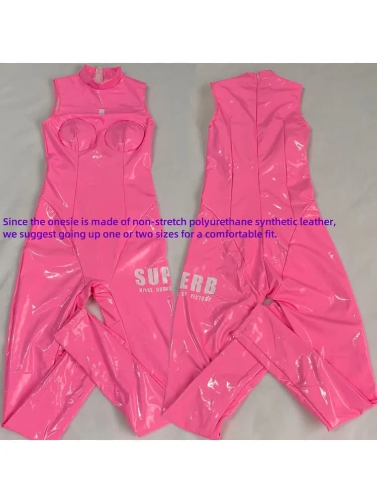CyWomen's Nikki Alice Cosplay Kostuum Romper met Oor Handschoenen Pruik Cosplay Latex Kat pak Jumpsuit Jas Pak