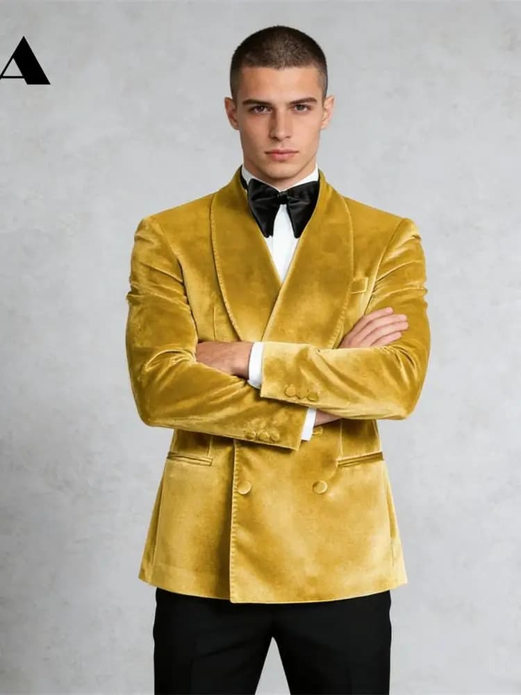 ULBYANRY Modieus fluwelen colbert met brede fluwelen kraag, feestgalapakkleding Grote maten herenpakblazer