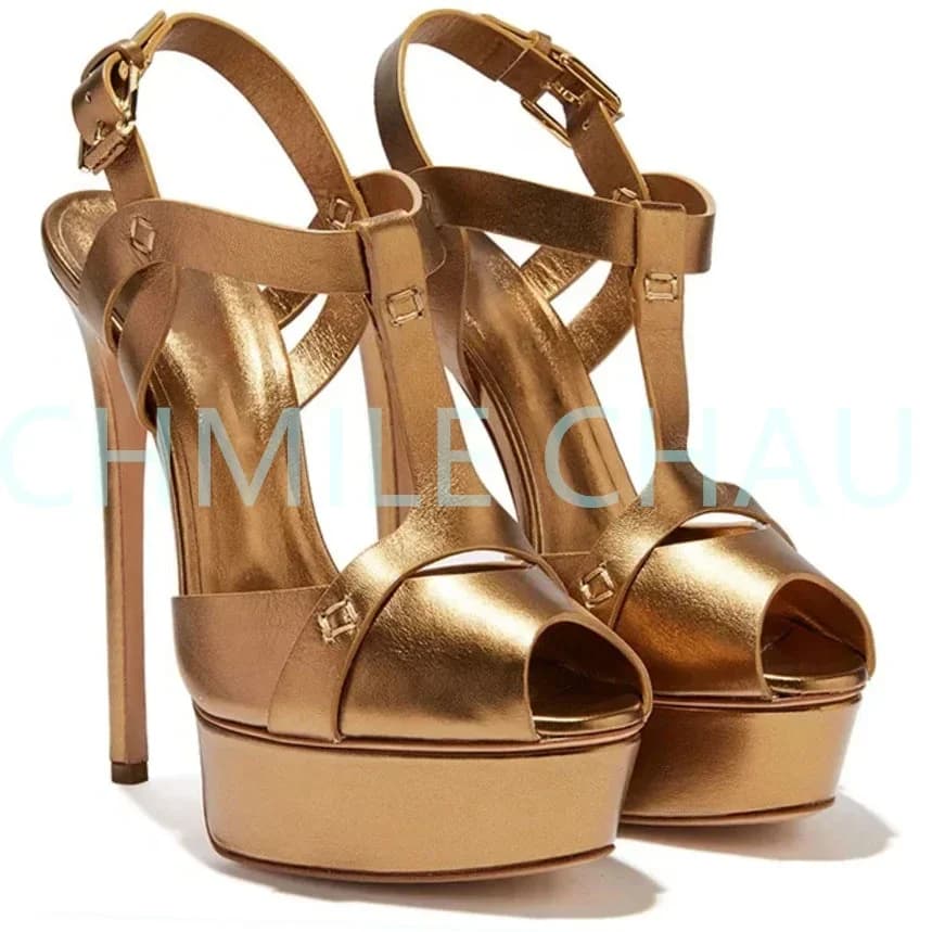 【Meet de lengte van uw voeten voordat u bestelt】Elegante luxe designer damessandaal Platform hoge hak Peep Toe sexy jurkschoen 14-CHC-32