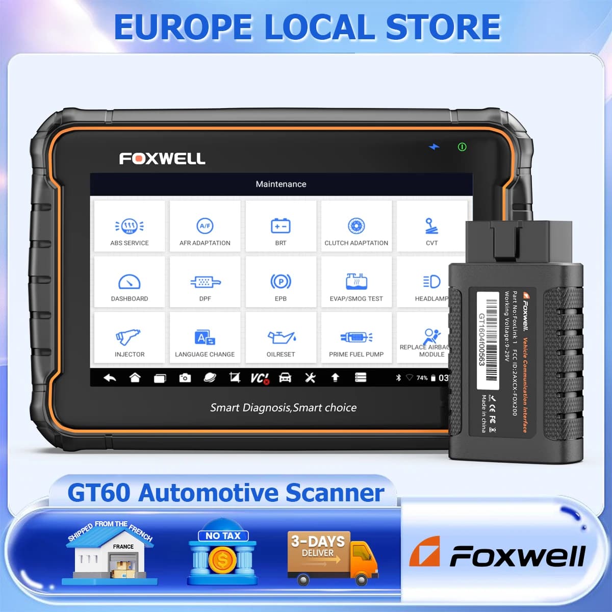 FOXWELL GT60 OBD2 Bluetooth Automotive Scanner Alle Systeemdiagnose 24+ Reset Bidirectionele Test Codelezer Auto Diagnose Gereedschap