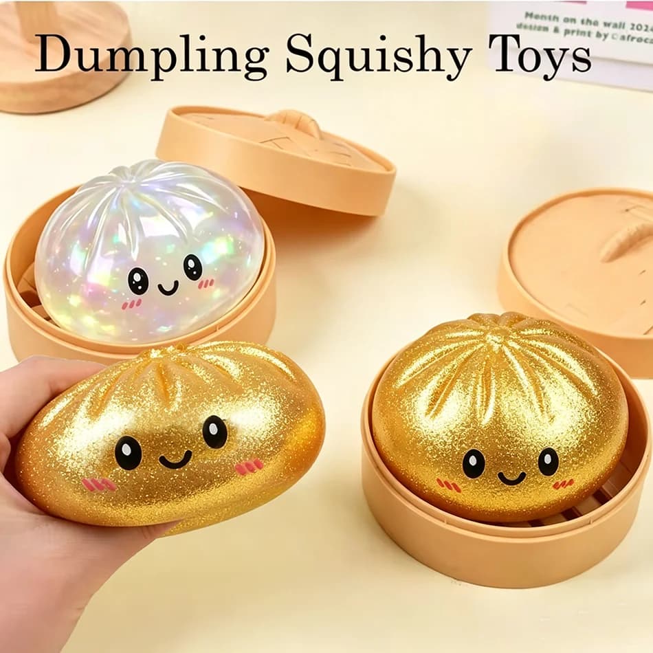 Zeldzame Gold Flash Dumpling Pressure Ball Slow Rebound Soft Pinch Decompression Toy Office Desk Decor Verjaardagscadeau Kinderen en volwassenen