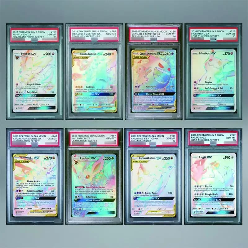 DIY PTCG Zelfgemaakte Engelse versie Sylveon Gengar & Mimikyu Lugia Mimikyu GX 10 punten zeldzame beoordelingskaart Verzamelkaart cadeau