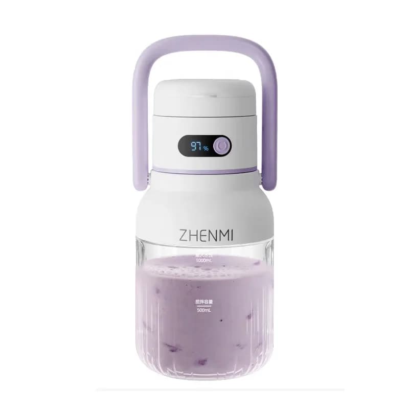1L draagbare digitale display fruitpers blender ijsblender 12-bladige smoothie maker multifunctionele USB-oplaadsapmaker