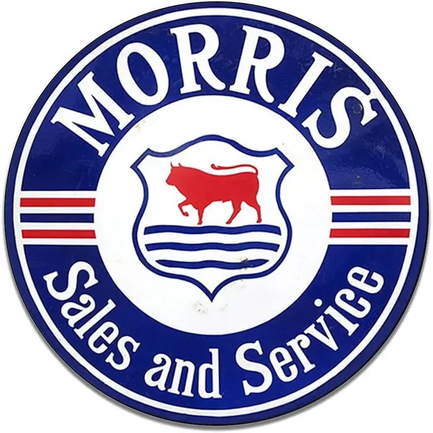 Morris Sales and Service Company Emblem Seal Vintage Gasborden Reproductie Car Company Vintage stijl metalen borden Ronde metalen Ti